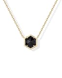 PAVOI 14K Yellow Gold Plated Onyx Gemstone Pendant Necklace | Gemstone Dainty Chain Necklaces for Women