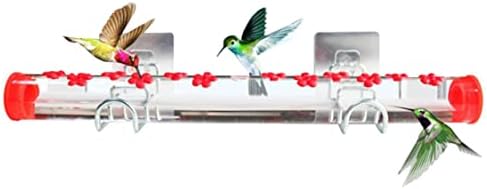 Estación de alimentación de Aves de alimentación de Aluminio alimentadores con 12 Puertos de alimentación y Percha de hábitat de Aves Rojo 15.7 Pulgadas.