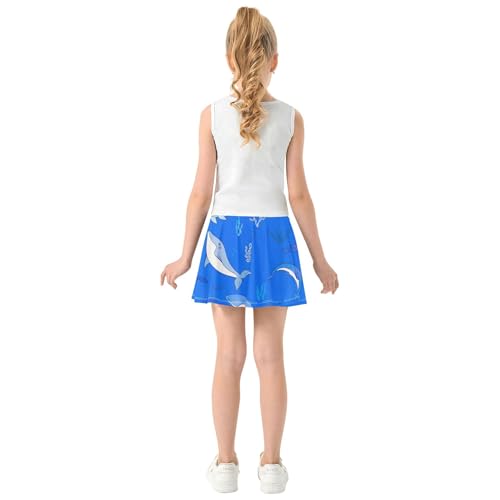 Toddler Tennis Skirts Cute Whales Blue Athletic Shorts for Girls Skorts Cheer Butterfly 4t4