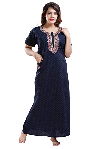 Image of TRUNDZ Women's Pure Cotton Nighty with Zip and Pocket
