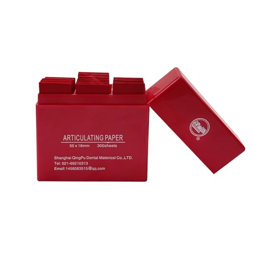 Image of Dental Articulating Paper Strips, YOUYA DENTAL 300 SheetsThin Test Papers Articulating Paper & Film for Accurate Occlusal Bite Adjustment Testing, Dental Restoration Oral Care Supplies -55x18mm(red)