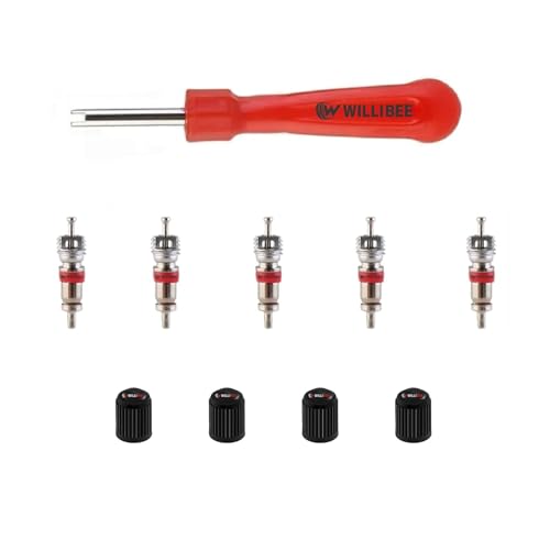 Image of WILLIBEE Valve Core Remover Tool with Car Motorcycle Bike Truck Replacement TPMS Nickel Plated Tire Tyre Valve Stem Core Part (5Pcs)