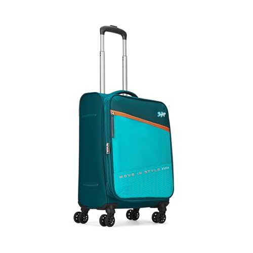 Image of Skybags Genesis Cabin Soft Luggage (55 Cm) | Soft Luggage Trolley with 8 Wheels and 3 Digit Combination Lock| Teal | Unisex