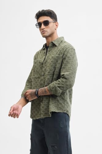 Image of SNITCH Olive Textured Overshirt