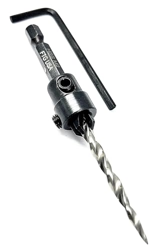 Image of FTG USA #8(11 /64 inch) Tapered Wood Countersink Drill Bit w / 3 /8 inch Collar & Case | Adjustable 3 /8 inch depth stop collar helps control hole depth. Includes sharp tapered countersink bit and storage case