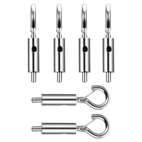 6 piezas tensores de cable de acero con gancho y ojal para hardware de tensión de cuerda de alambre, adecuados para uso pesado y accesorios de cables para suspensión ligera y barandales de cable miniatura 1