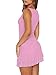 HOCILLE Women's Sexy Bodycon Boat Neck Mini Dresses Sleeveless Ruched Ruffle Hem Club Party Short Dress, X-Small, Pink