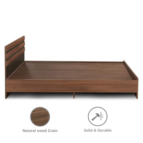 Image of DELITE KOM Cocoa Engineered Wood Queen Without Box Bed (Finish Color Acacia Dark Delivery Condition Knockdown)