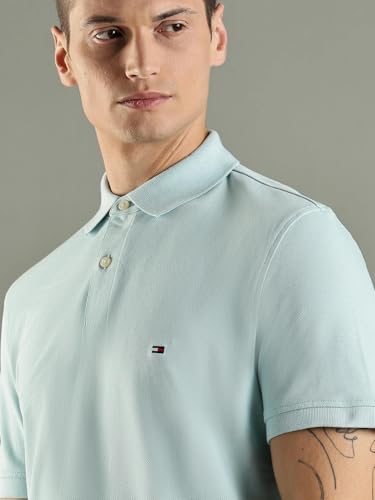 Image of Tommy Hilfiger Solid Regular fit Cotton Polo t-Shirt