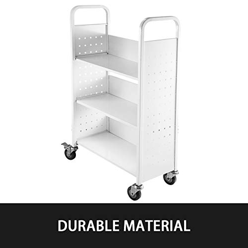 image for BestEquip 200LBS Book Cart, Library Cart 30x14x45 Inch, Rolling Book C