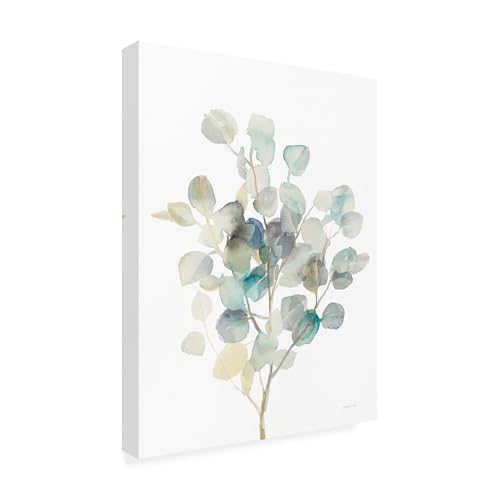 Wrapped Canvas Wall Art - Danhui Nai 'Eucalyptus III White' Wall Art for Living Room, Bedroom, or Office Décor - 24x32