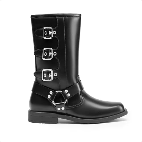 DREAM PAIRS Toddler Girls Mid Calf Boots Side Zipper Riding Shoes2