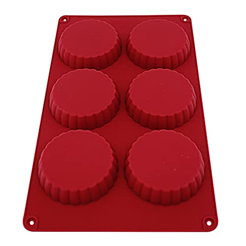Tuut Linha Confeito Forma de Silicone Redonda Vermelha para 6 Flan 28cm x 3cm.
