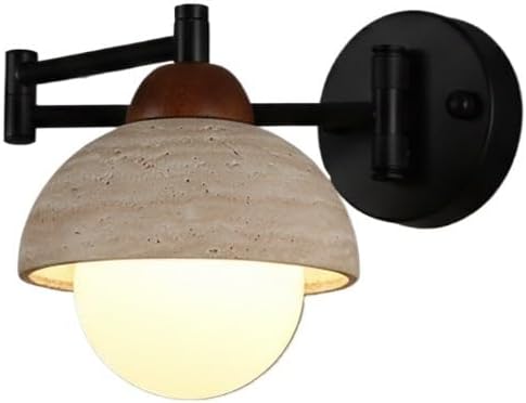 Reading Wall Sconce, Travertine Swing Arm Wall Lamp, G9 Cream Light for Bedroom, Bedside, Living Room, Hallway, Entryway, Nordic Fixture, Apartment Home, Reading Nook, Tea Room Parlor