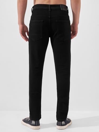 Image of Highlander Mens Tapered Fit Denim Jeans for Man |Jeans Pant Cropped Length|Mid-Rise|Stylish Casual Wear with Stretchable Fabric