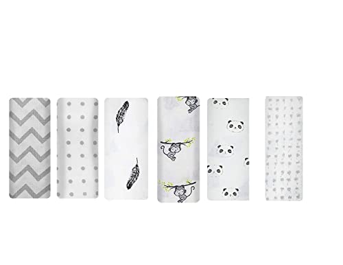 Image of swaddle wrap for new born baby Love Pure Cotton Muslin Baby Swaddle Blanket, Wrap Cloth Cotton Swaddle for Newborn Baby Cotton Swaddle Blanket-Pack of 6 with Size 120X100 CM - Grey Prints