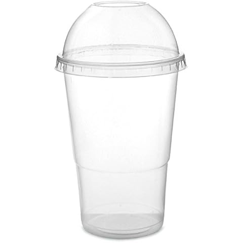 50 x 12oz Clear PET Smoothie Cups and 50 Smoothie Lids Cover