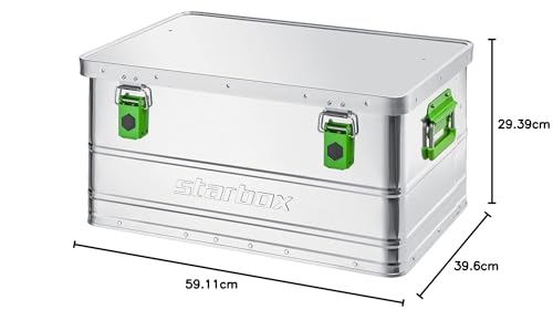 ALUTEC Aluminiumbox Starbox 50 (Inhalt 50 l, Außenmaße (LxBxH) 585 x 390 x 270 mm, staub-/spritzwassergeschützt, inkl. Fanbänder, Werkzeugbox, Aufbewahrungskiste, Gewicht 3,31 kg) 26050