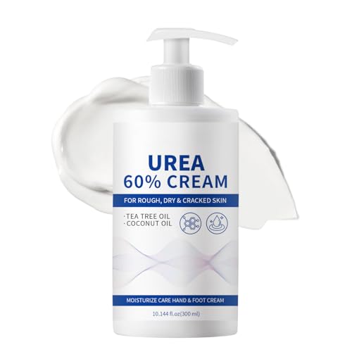 Urea Creme 60 Prozent 300g, 60% Urea Fusscreme gegen Sehr Trockene Füsse Hornhaut, Feuchtigkeitsspendende Hornhautentferner Creme, Fußcreme für Ellbogen, Knie, Fersen & Hände