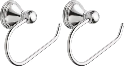 Image of Moen Preston Collection Chrome Single Post Toilet Paper Holder, Wall Mounted Hanging Toilet Tissue Storage, DN8408CH (Pack of 2)