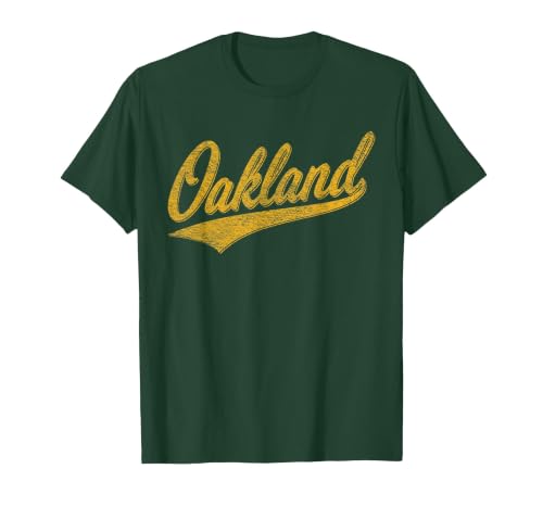 Oakland California Varsity Script Classic Sport Jersey Style T-Shirt, Men, Dark Green, Medium