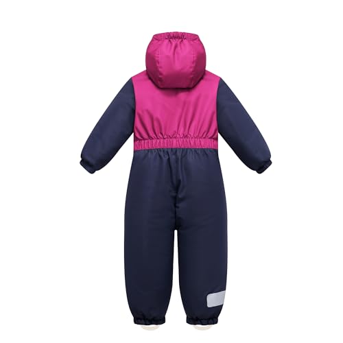 Owntop Schneeanzug Kinder Unisex, Schneeoverall Mädchen Jungen, Winddicht Wasserdicht Skianzug mit Kapuze Reißverschluss (Rosa,122)