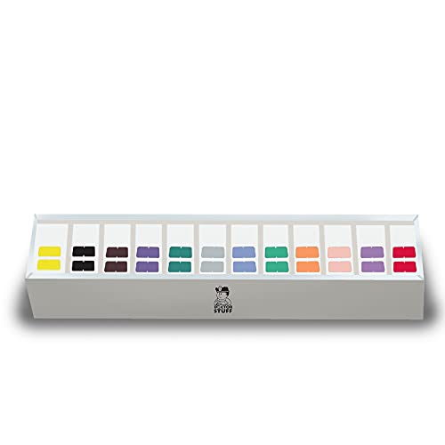 Doctor Stuff - Solid Color File File Labels, Tab Series, Vinyl Solid Stickers, Complete Set of 12 Colors with Tray, 1/2" x 1", 12 Rolls of 1000 Labels