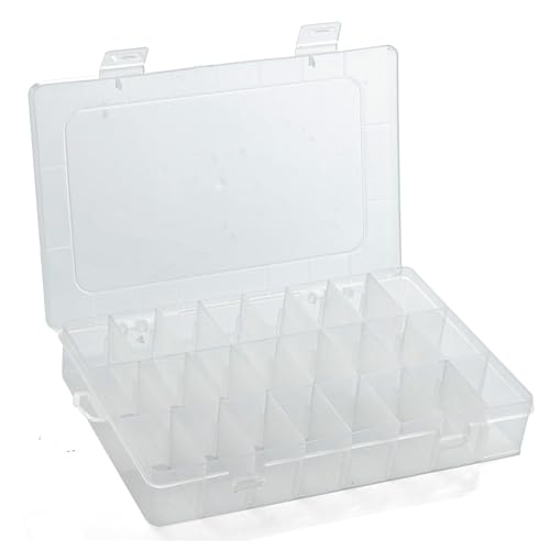 easybuyeu scatole di immagazzinaggio di plastica 24 Vani Artigianato Box Trasparente Regolabile Gioielli Perline Organizzatore Box Storage Container Case per ebreo