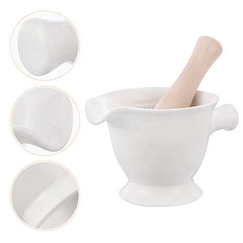 Yardwe Conjunto de 1 Conjunto de Almofariz de Cerâmica E Pilão de Cerâmica Pequena Tigela de Ervas p