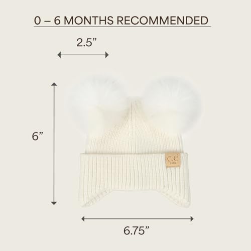 C.C Baby Double Fur Pom Pom Beanie with Ear Flap for Boys Girls - Comfortable Soft Warm Infant Toddler Baby Knit Skully Hat3