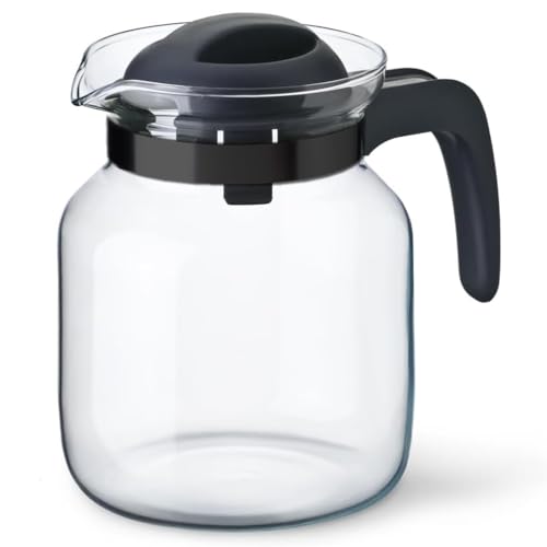 Miniatura 6 de Mge - Jarra De Café Apta Para Microondas - Jara De Café Para Cafeteras - Tetera De Cristal Térmico - Jarra Melita Con Tapa - Blanco O Negro - 1000 Ml
