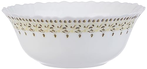 Image of Larah by Borosil Ora Gold Fluted Series Opalware Dinner Set | 36 Pieces for Family of 8 | Microwave & Dishwasher Safe | Bone-Ash Free | Crockery Set for Dining & Gifting | Plates & Bowls | White