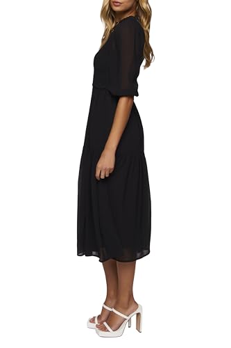 Image of Forever 21 Women's Smocked Chiffon Peasant-Sleeve Dress