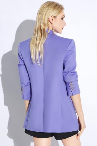 Kromoc Women's Suit Jacket Business Peak Lapel One Button Blazer Meeting Interviews2