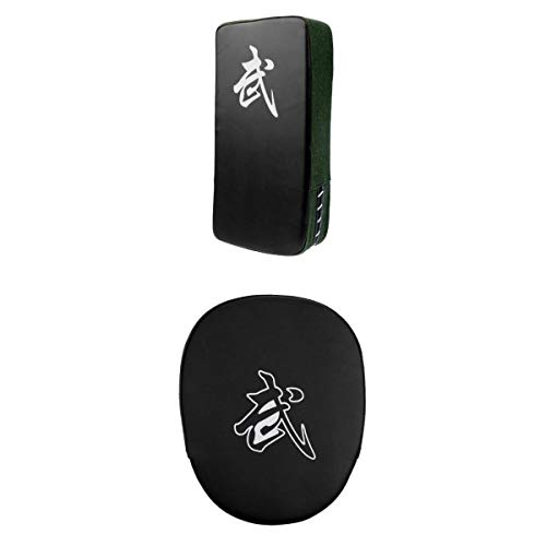 Fenteer MMA Muay Thai Kick Kicking Pads Punching Bag Boxing Martial Arts Arm Shield + Curved Focus Pads Hook Jab Punch Pad Boxing Taekwondo Hand Target Mitt Boxing Equipment Black