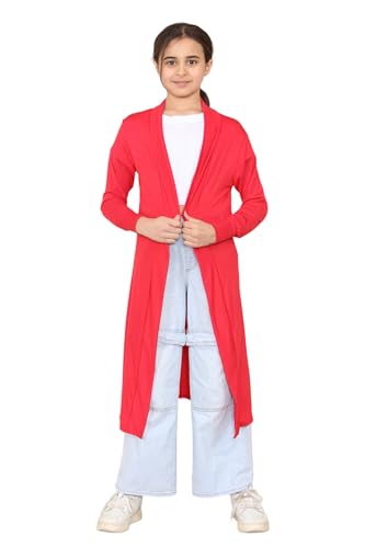 Image of Loxdonz Kids Long Open Front Cardigan Coverup Boyfriend Cardigan Sweater for Girl's Beach Cover ups Kimono Maxi Duster