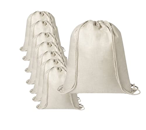 10 Mochilas poliester Sublimación, moderno diseño acabado nature y cordón autocierre Bolsa Sublimación, medida 34X42cm