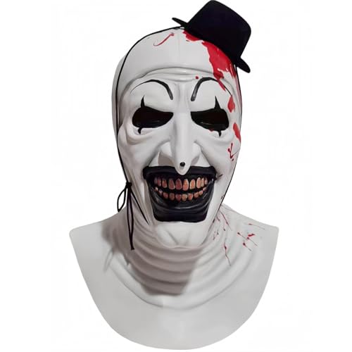 Art The Clown Mask Terrifier Full Head Latex Scary Killer Clown Mask Halloween Cosplay Costume For Adults (Bloody)
