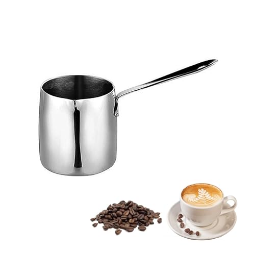 Sonhomay Cafetière turque en acier inoxydable de 414 ml, chauffe-lait, cafetière pour latte, fonte, beurre, chocolat chaud, thé