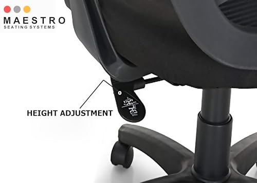 Image of Office Arm Chair with Frame, Mesh Back, Nylon Base, and Adjustable Handle, Cushion Fabric (Mono Chair-Black)