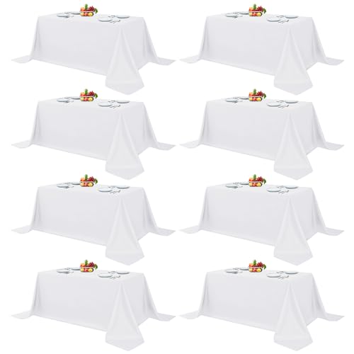 Fitable 8 Pack Rectangle Tablecloths: Stain Resistant Wrinkle Free Fabric