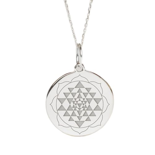 Collier pendentif Sri Yantra argent 925 charm motivant