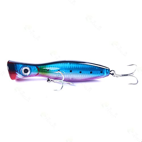 6Pcs/Lot 13Cm/43G Saltwater Fishing Popper Lure Topwater Popper Lure Artificial Lure Big Game 3D Eyes Hard Baits With Treble Hooks For Gt Striped Bass,Trout,Tuna,Kingfish (A 3Pcs) #TOP5