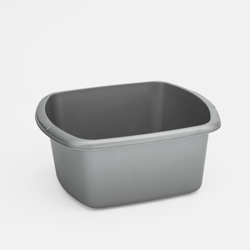 Washing Up Bowl for Sink | Grey Small Rectangular Plastic Sink Bowls (7 Liter Capacity) | Wash Up Basin Bowl for Kitchen Sinks