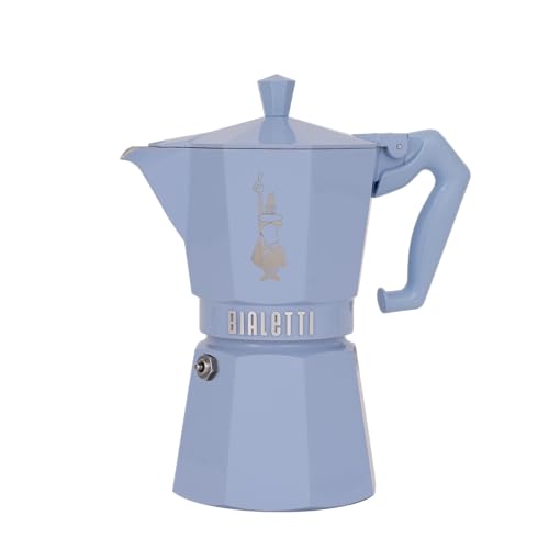 Image of Bialetti Exclusive Moka Pot, Premium Italian Stovetop Espresso Maker, Italian Made; Moka Pot /Percolator /Coffee Maker /Mocha Pot for an Authentic Italian Coffee (Blue, 6 Cup)
