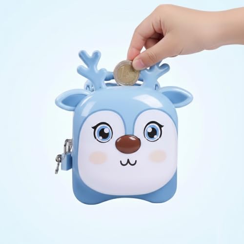 Image of Sajani Cute Cartoon Creative Portable Piggy Bank, Money Saving Box with Combination Lock, Mini Coin Bank Gifts for Boys and Girls, Best Return Gifts for Kids (Pack of 1) (Antler - Orange)
