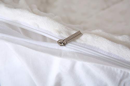 Image of F.Y.Dreams Weighted Blanket Duvet Cover 60x80 inches with 8 Ties,Zipper on Long Side /Cotton&Minky Dot, Off-White /Just Duvet Cover