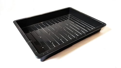 Image of Grow Tray, Fodder, Microgreens Tray with Drainage Holes, 2ft x 1.5ft x 3 inch, Black, Stackable Seedling and Microgreen Container (5 Trays)