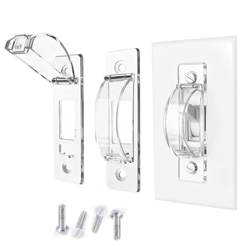 Smloplom Light Switch Guard 2 Pack Clear Light Switch Lock Light Switch Cover Guard Child Proof Light switch cover Prevent Children and Adults from Accidentally Turning Your Lights on or off