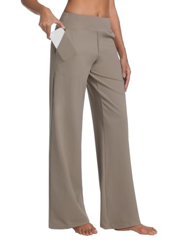 Image of BUBBLELIME Women High Waist Wide Legs Yoga Pants Loose Sweatpants Pockets | 29 inch /31 inch /33 inch /35 inch /37 inchInseam,2 Styles / Dress /Basic,Lounge,Comfy,Stretch Casual Work